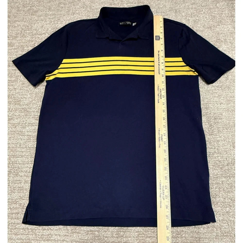 Banana Republic Polo Mens L Blue Luxury Touch Performance Striped Short Sleeve